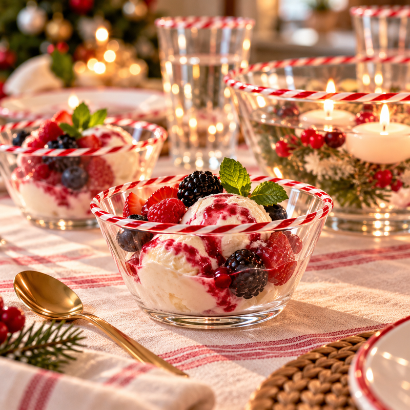 CANDY CANE – Set of 4 Borosilicate Glass Bowls