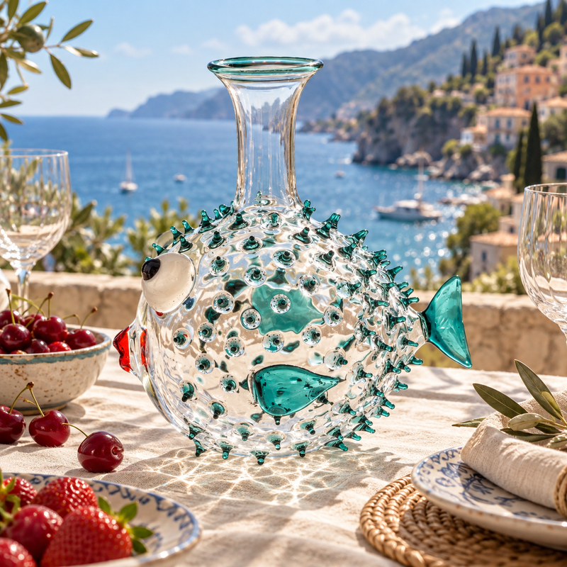 Massimo Lunardon Wine decanter – Pufferfish Teal