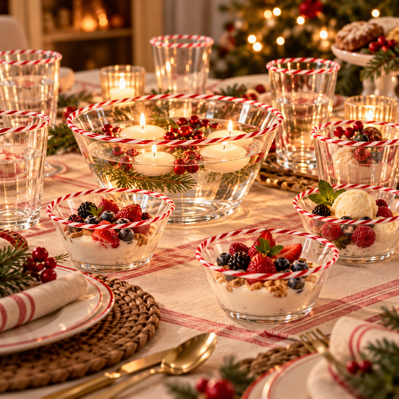CANDY CANE – Set of 4 Borosilicate Glass Bowls