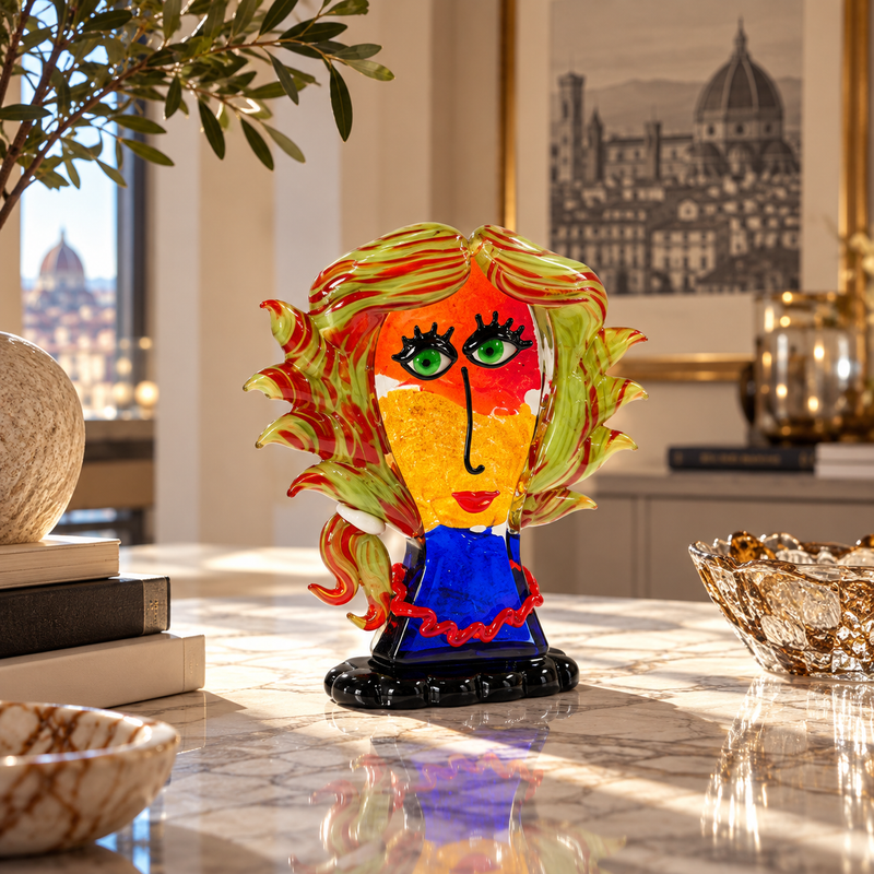 CINDY – Murano Glass Picasso Head by Maestro Badioli