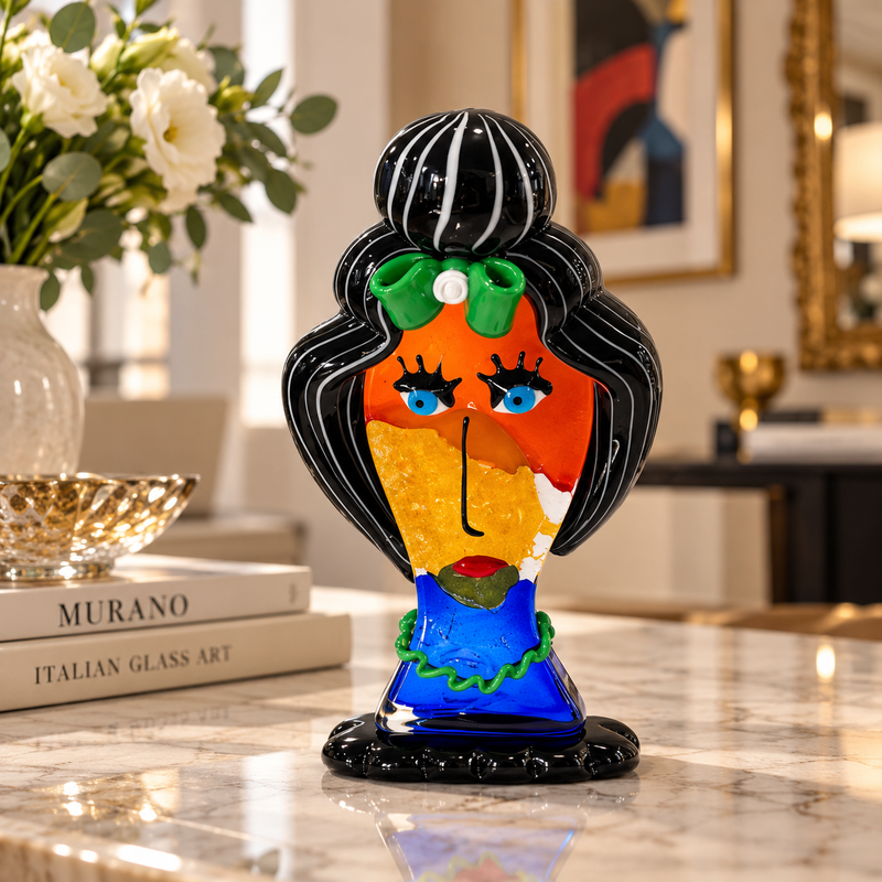 FRIDA – Original Murano Glass Picasso Head by Maestro Badiol