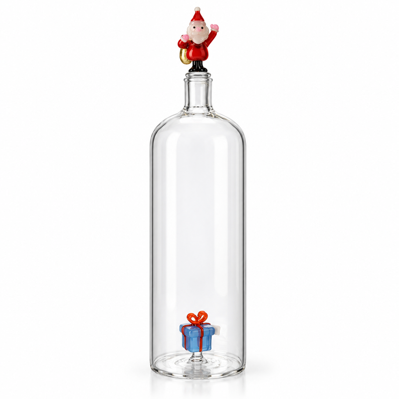 CHRISTMAS TALES BOTTLE SANTA CLAUS & LIGHT BLUE GIFT