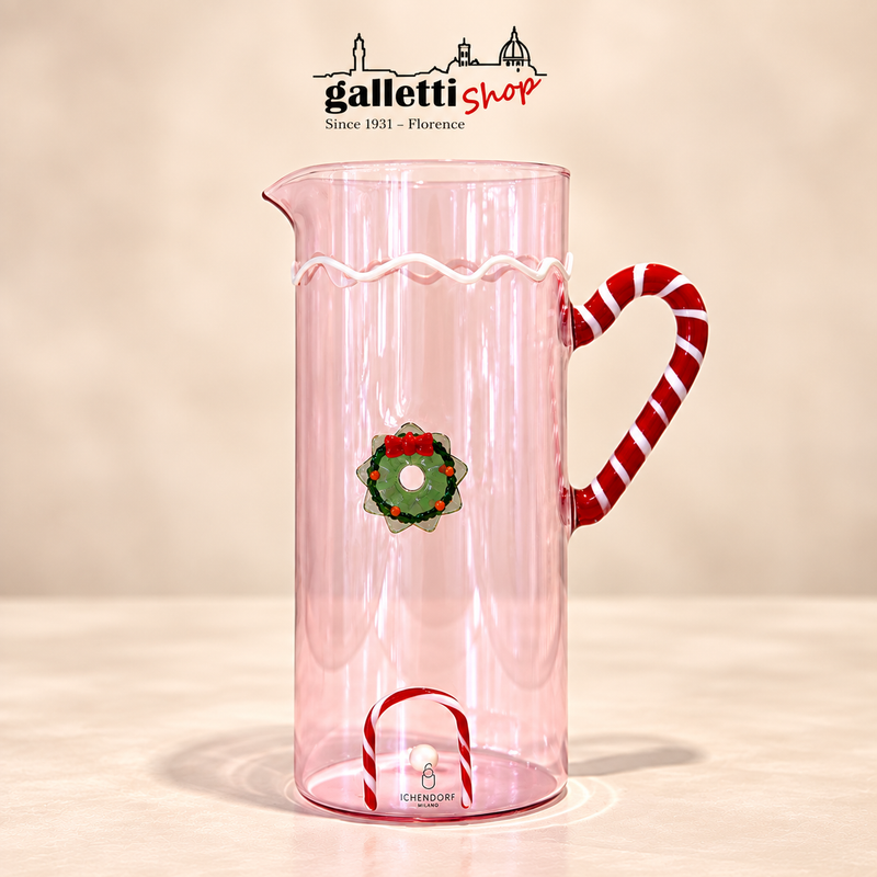 PINK JUG WITH CANDY CANE HANDLE & WREATH