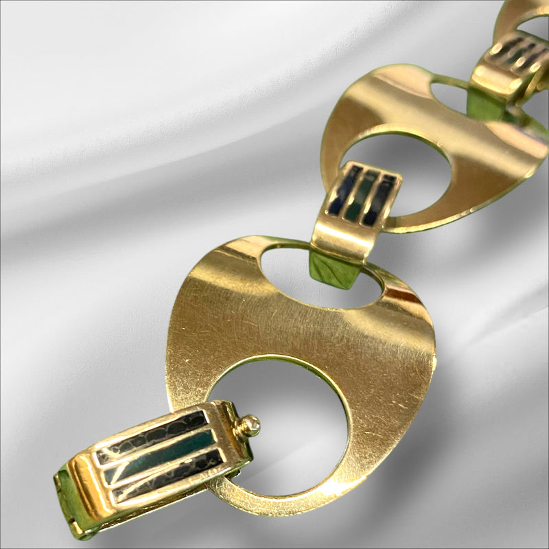 Vintage 1960s Enamelled Bracelet in 925 Sterling Silver – Bayonet Clasp – 42g