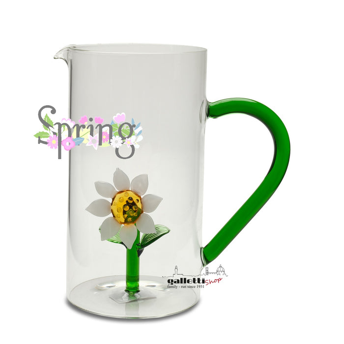 Glass Pitcher  SunFlower with handle