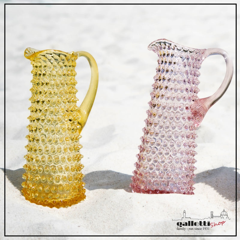 Rose Petal Pink Bohemian Glass Jug