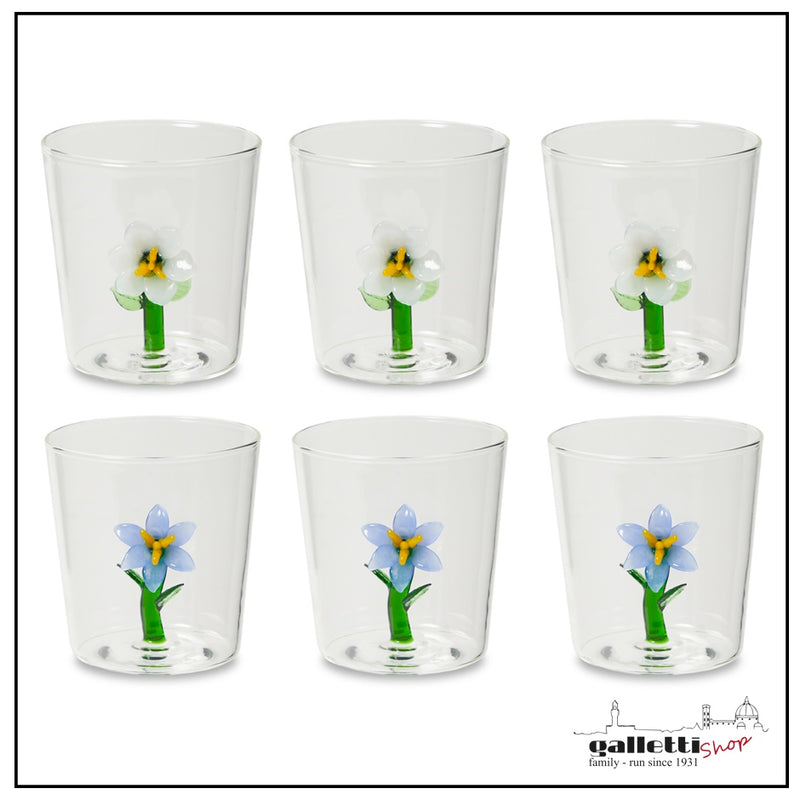 Blooming Cornflower Glass Tumblers – Set of 6