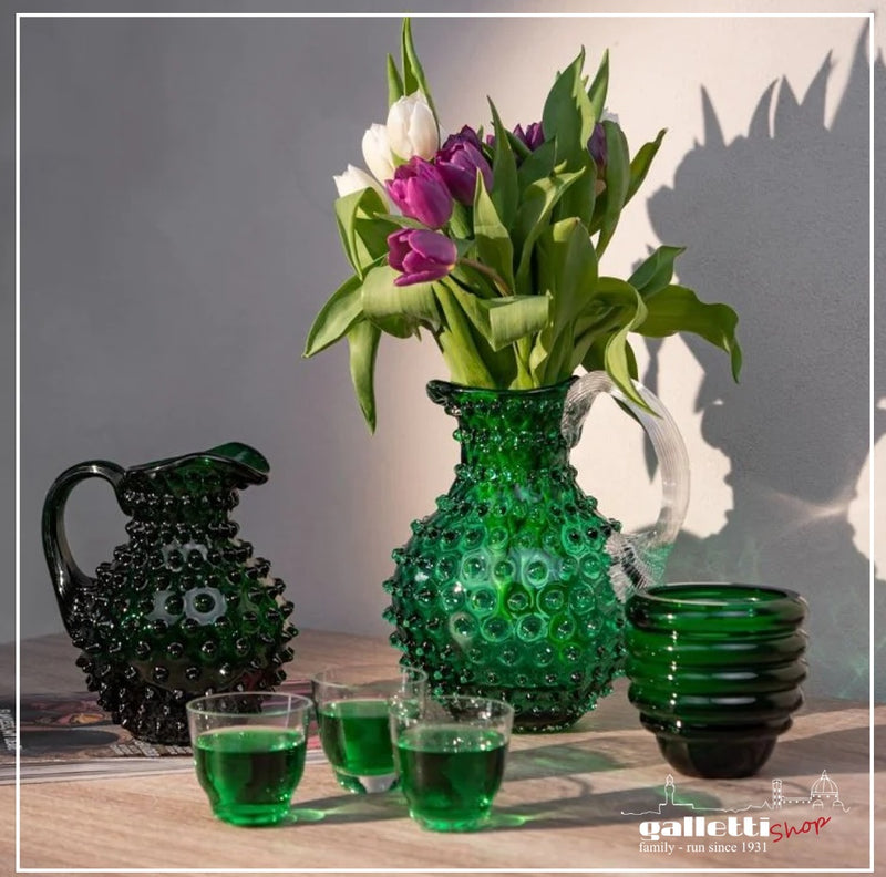 Bohemia Crystal: Spikes Pitcher BIG green & Transparent