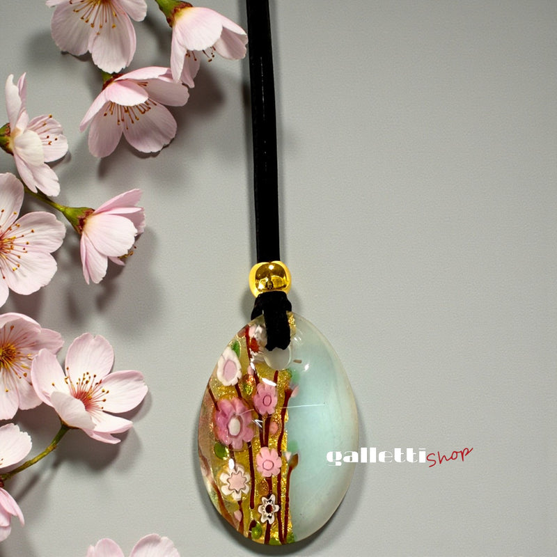 Sakura Elegance – Handmade Murano Glass Pendant