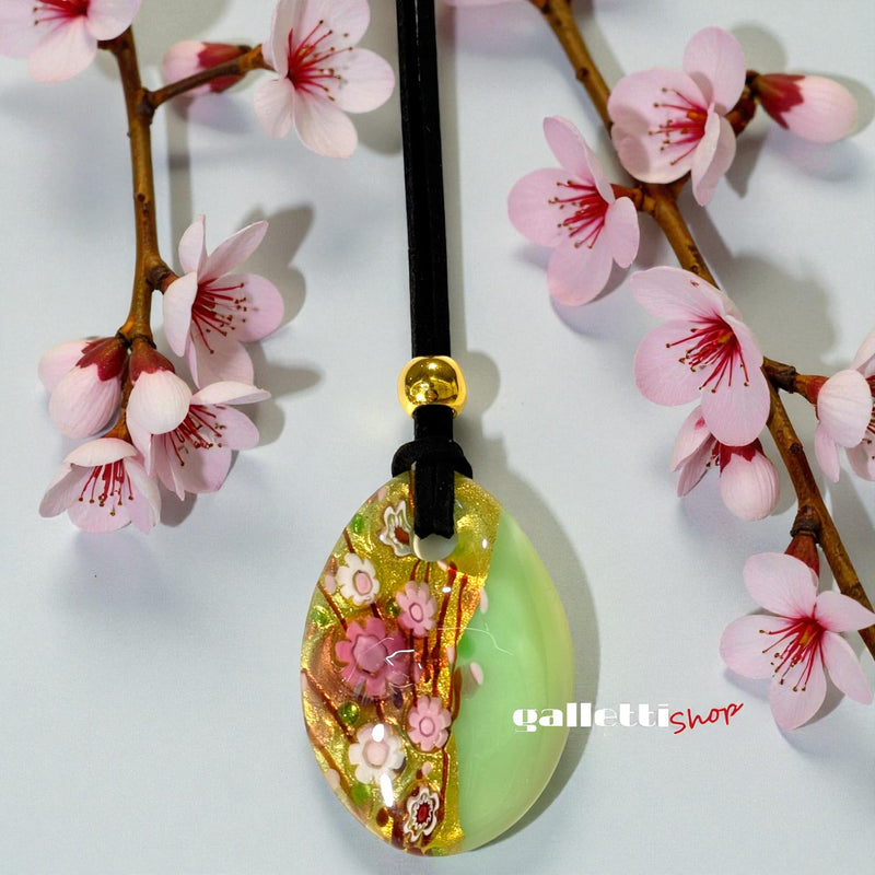 Sakura Elegance – Handmade Murano Glass Pendant