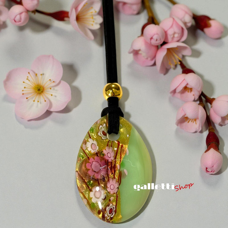 Sakura Elegance – Handmade Murano Glass Pendant
