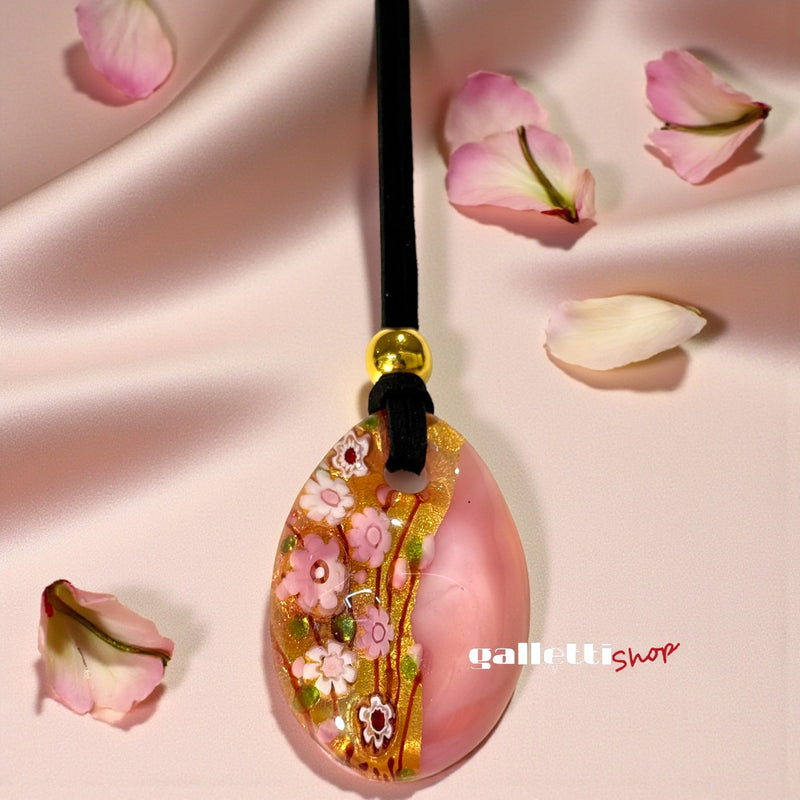 Sakura Elegance – Handmade Murano Glass Pendant