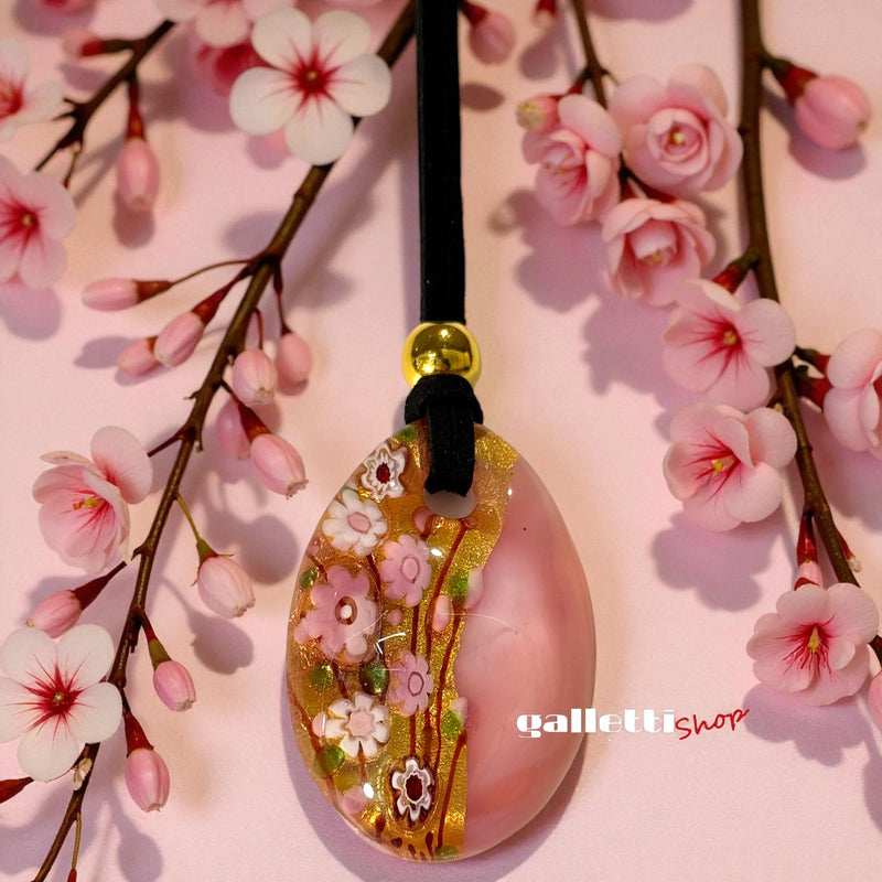 Sakura Elegance – Handmade Murano Glass Pendant