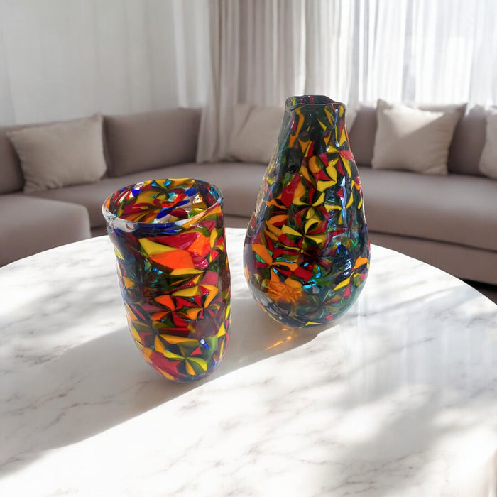 Murano Glass Vase "Exploded Murrina" Design