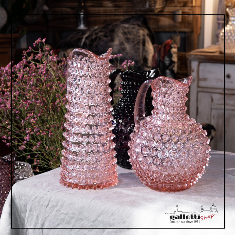 Rose Petal Pink Bohemian Glass Jug