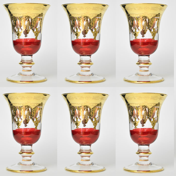 24-Karat Gold Crystal Goblet: Red