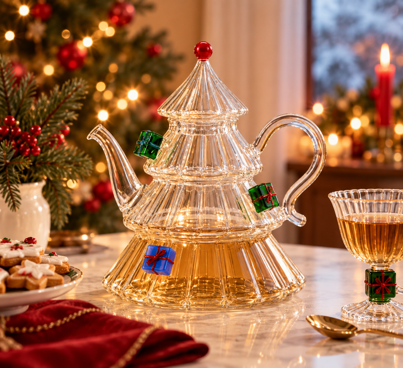 CHRISTMAS TALES – CHRISTMAS TREE TEAPOT WITH GIFTS