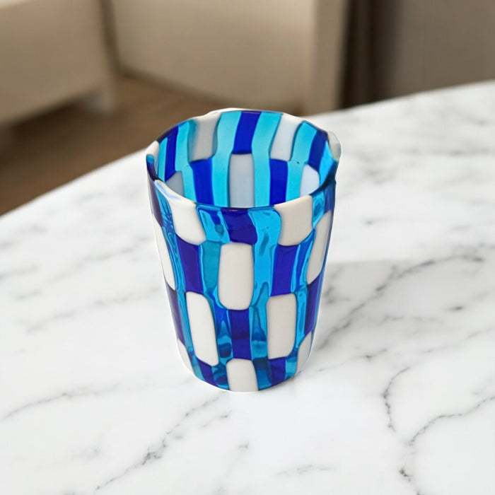 Murano Glass Tumbler: blues Mosaic Tessere Art