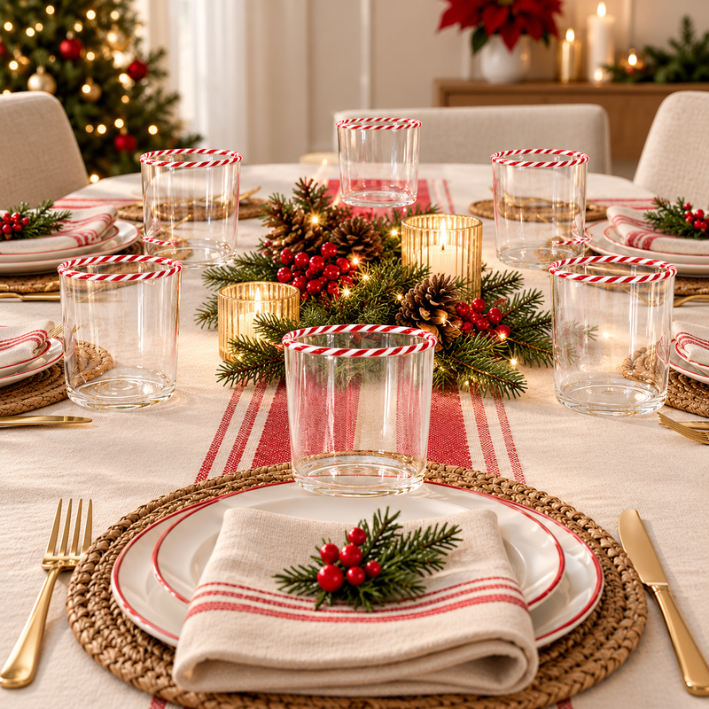 CANDY CANE – Set of 6 Borosilicate Glass Tumblers