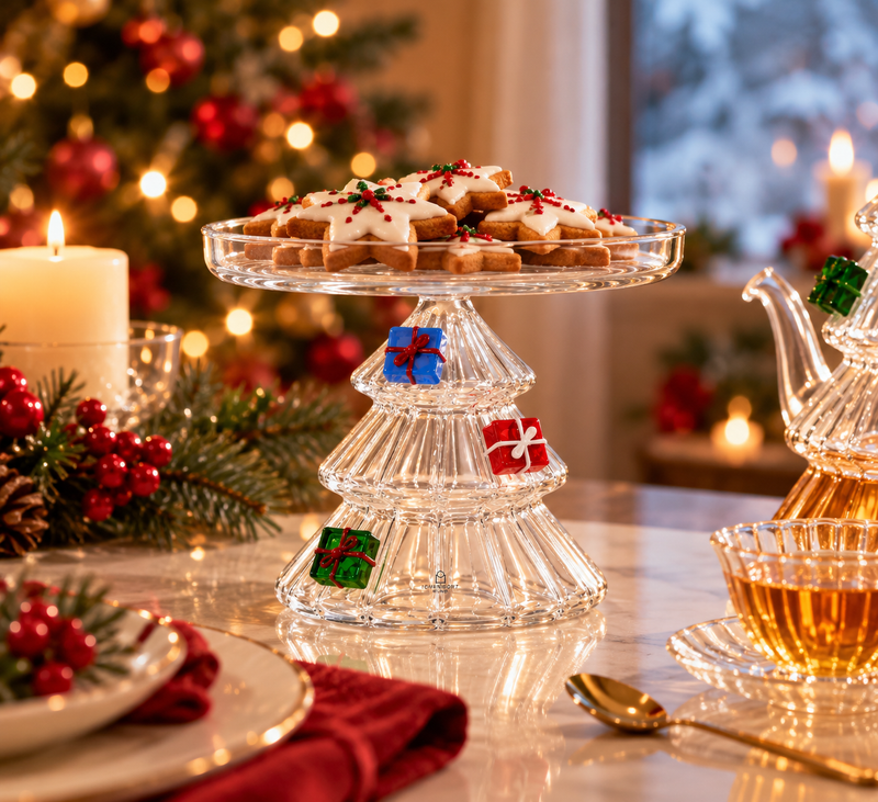 CHRISTMAS TALES – CHRISTMAS TREE FOOTED DISH WITH GIFTS