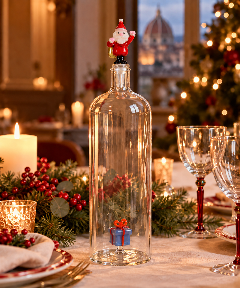 CHRISTMAS TALES BOTTLE SANTA CLAUS & LIGHT BLUE GIFT