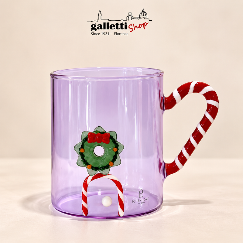 LILAC MUG WITH CANDY CANE HANDLE & WREATH
