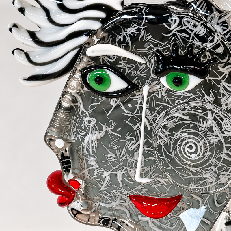 CRUELLA & DAVID – Picasso Head Murano Glass Sculpture by Maestro Badioli