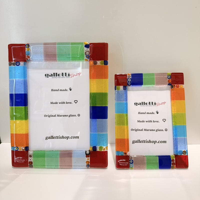 RED edges Murano Glass Picture Frame “Colorful Murrine”