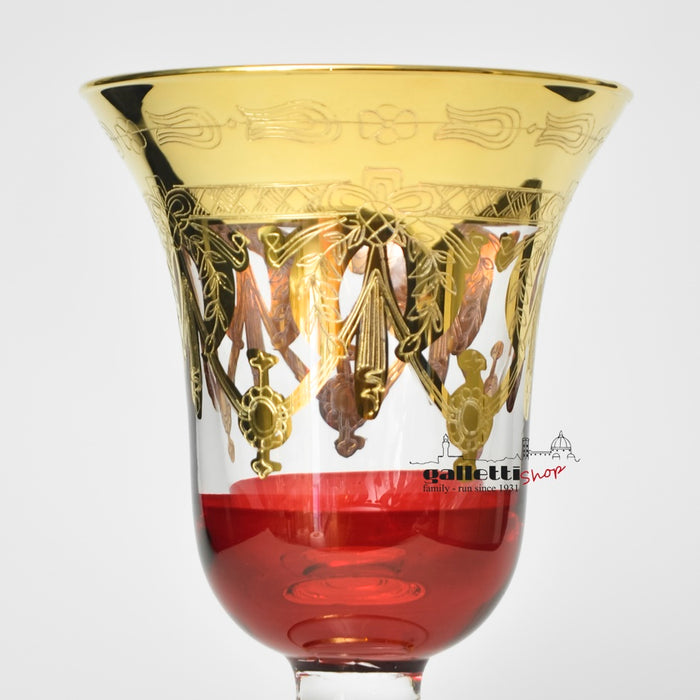 24-Karat Gold Crystal Goblet: Red