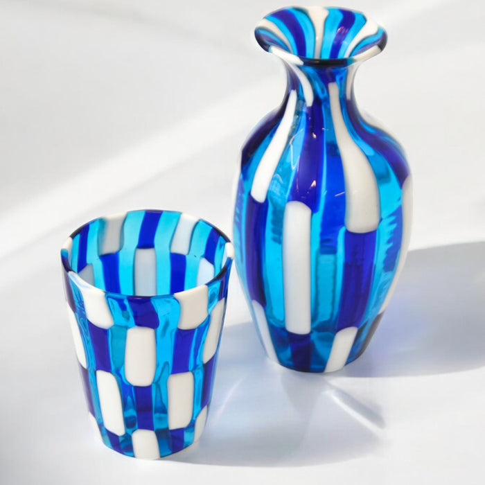 Murano Glass Vase: Blues Mosaic Tessere Art