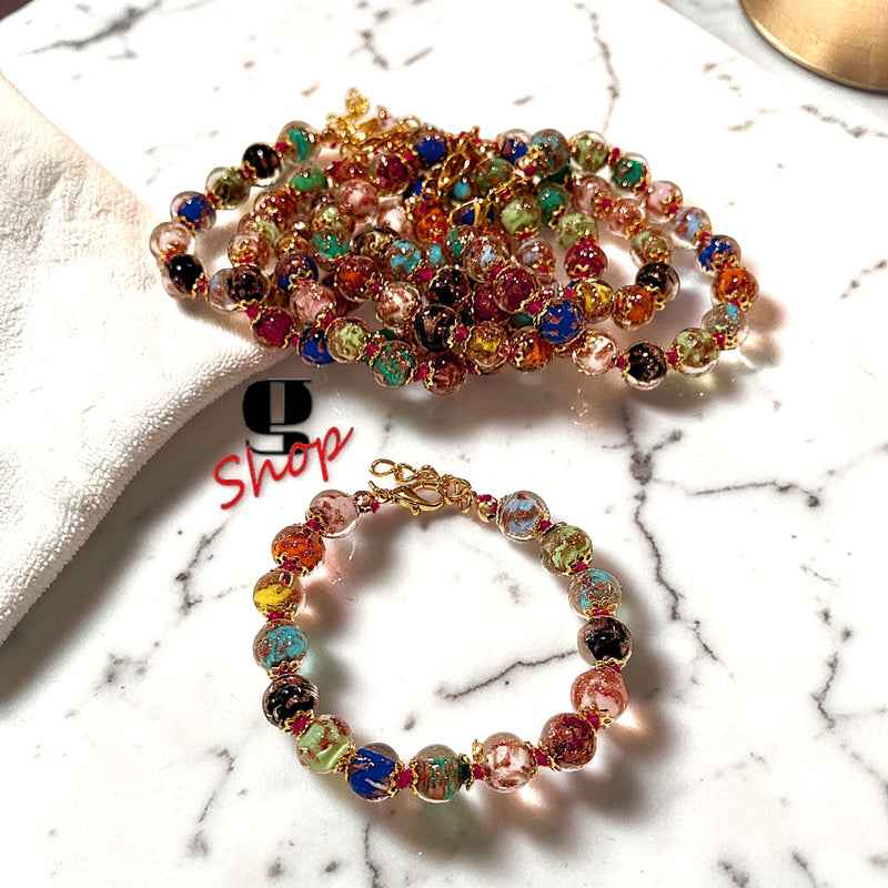 2pcs Murano Glass Bracelets with Aventurina – Sommerso Technique