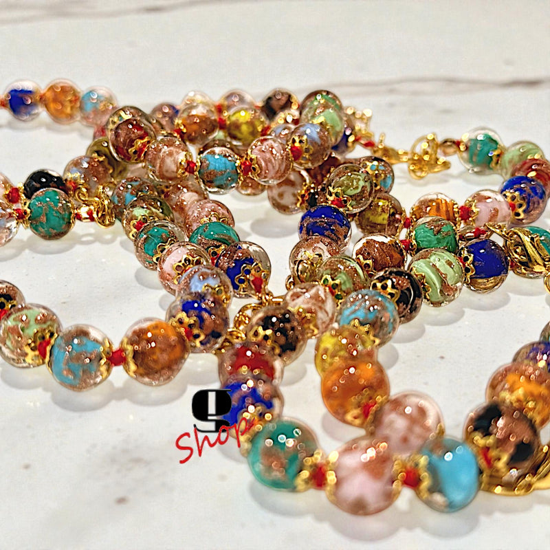 2pcs Murano Glass Bracelets with Aventurina – Sommerso Technique