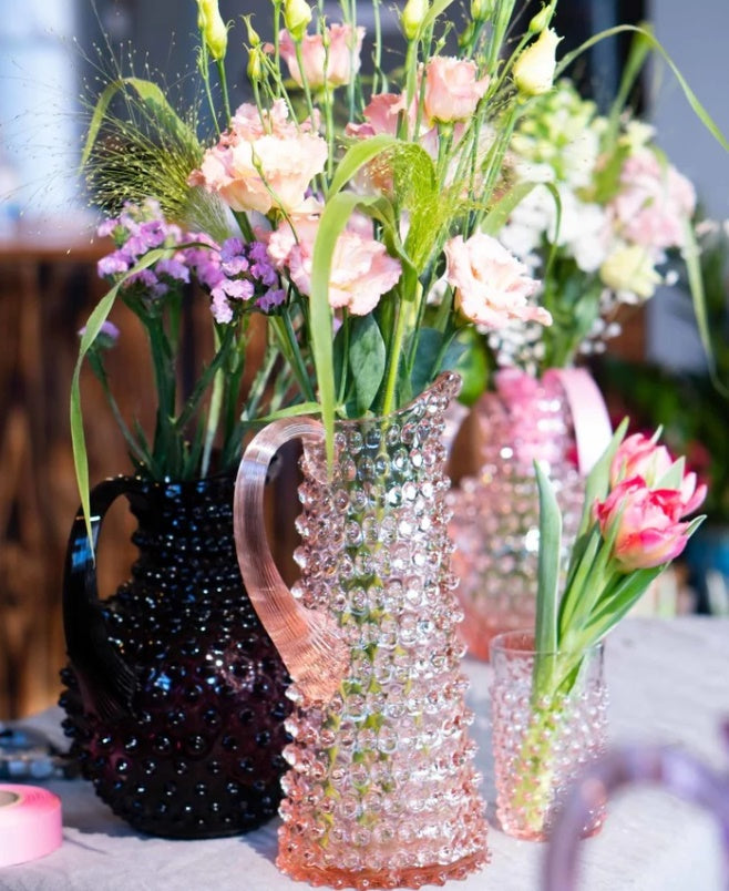 Rose Petal Pink Bohemian Glass Jug