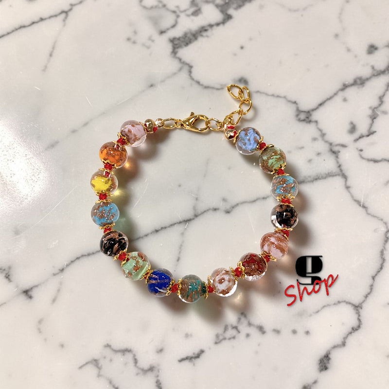 2pcs Murano Glass Bracelets with Aventurina – Sommerso Technique