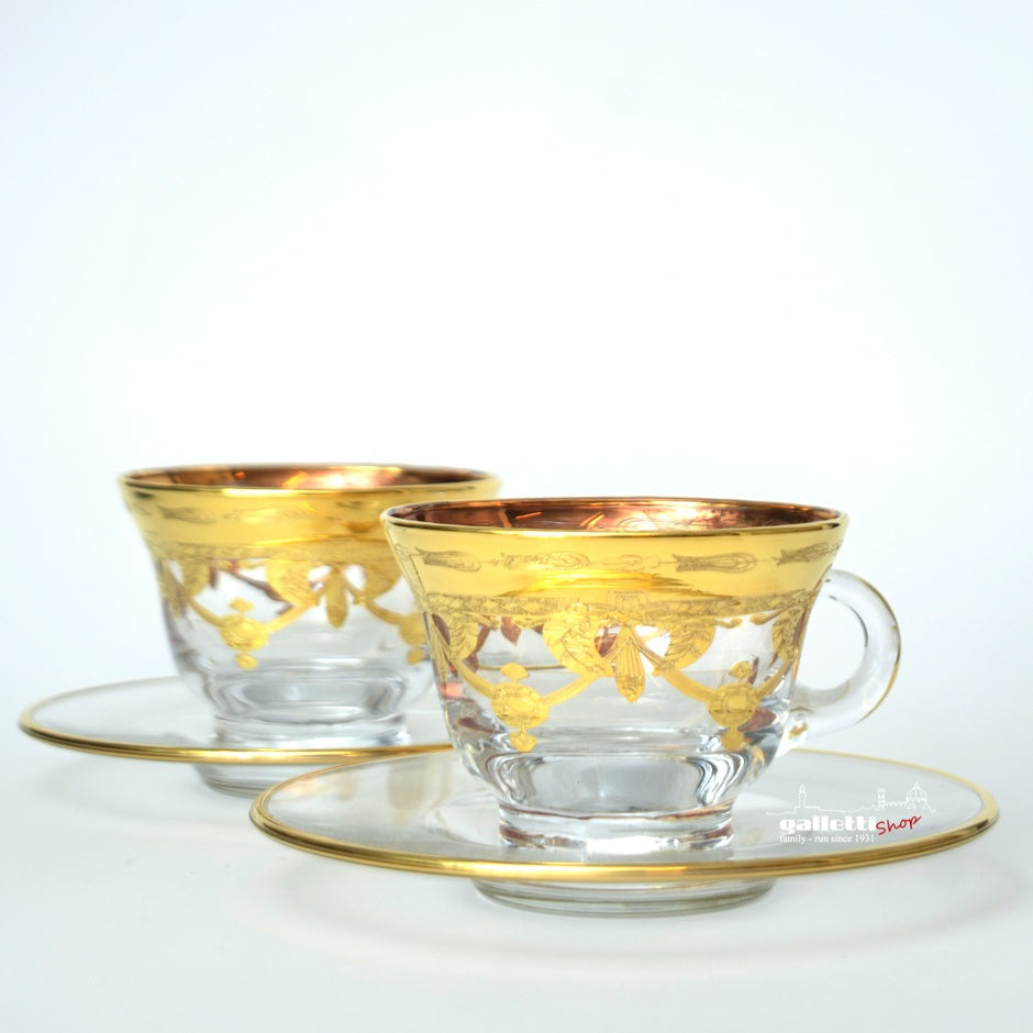24-Karat Gold Crystal Tea Cup Set & saucer — GallettiShop™ - Firenze