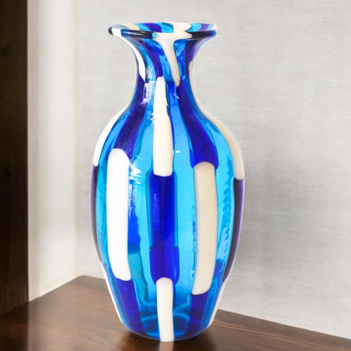 Murano Glass Vase: Blues Mosaic Tessere Art