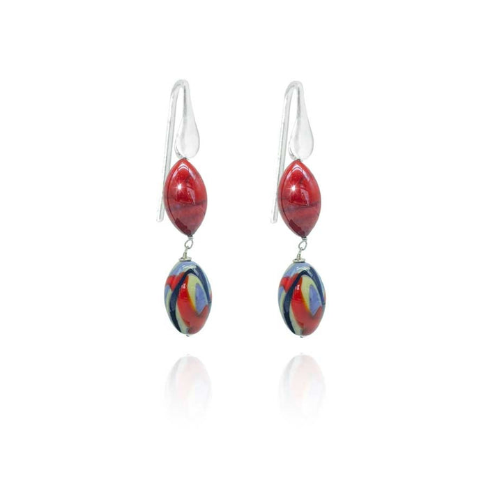 Murano glass D&T earrings - Botero Olive