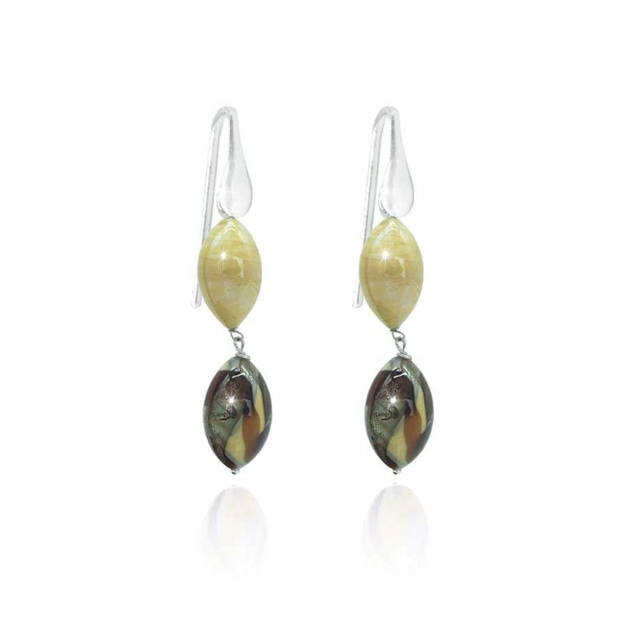 Murano glass D&T earrings - Botero Olive