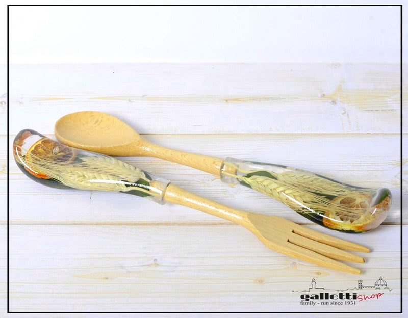 Salad Server Set Wheat and Orange Collection - Riccardo Marzi