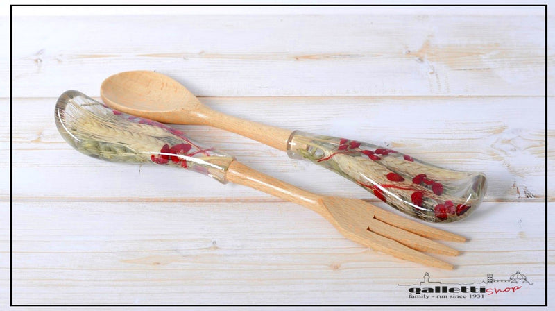 Salad Server Set Wheat in Red Collection - Riccardo Marzi