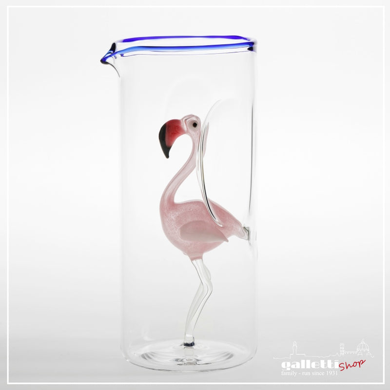 Massimo Lunardon Flamingo Water Pitcher - blue Rim