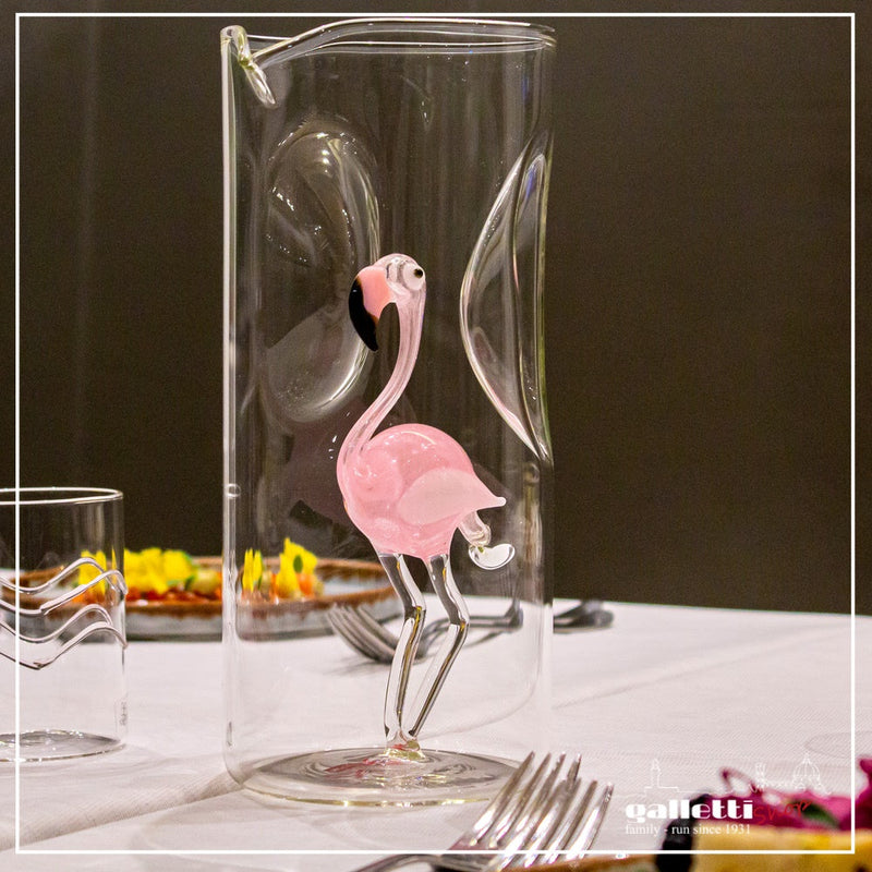 Massimo Lunardon Flamingo Water Pitcher - blue Rim