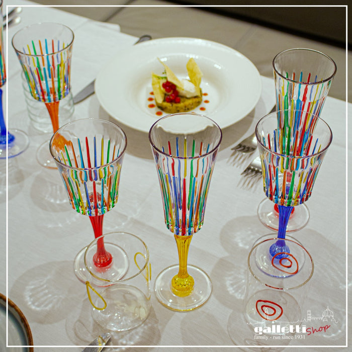 Champagne Flute Rainbow - Set of 6 colored stems